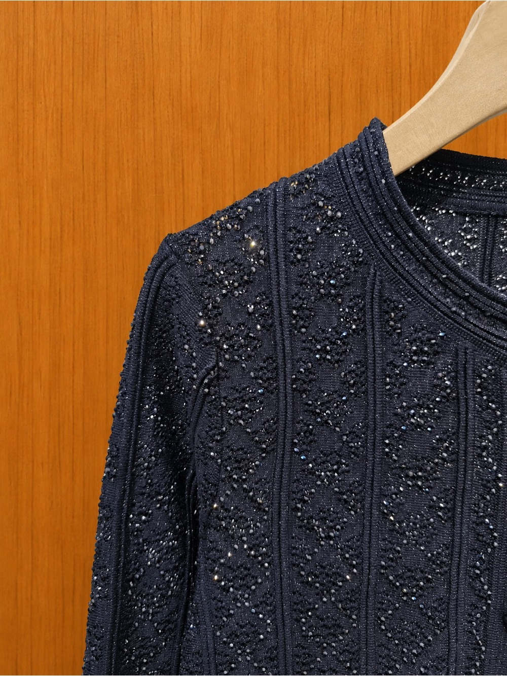 Sandro Navy Tweed Long Flared Maxi Skirtw - Picture 9 of 13